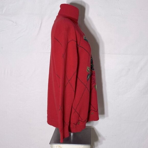 Vintage Herman Geist Ramie Cotton Hand Embroidered Paisley Floral Mock Neck - Picture 4 of 16